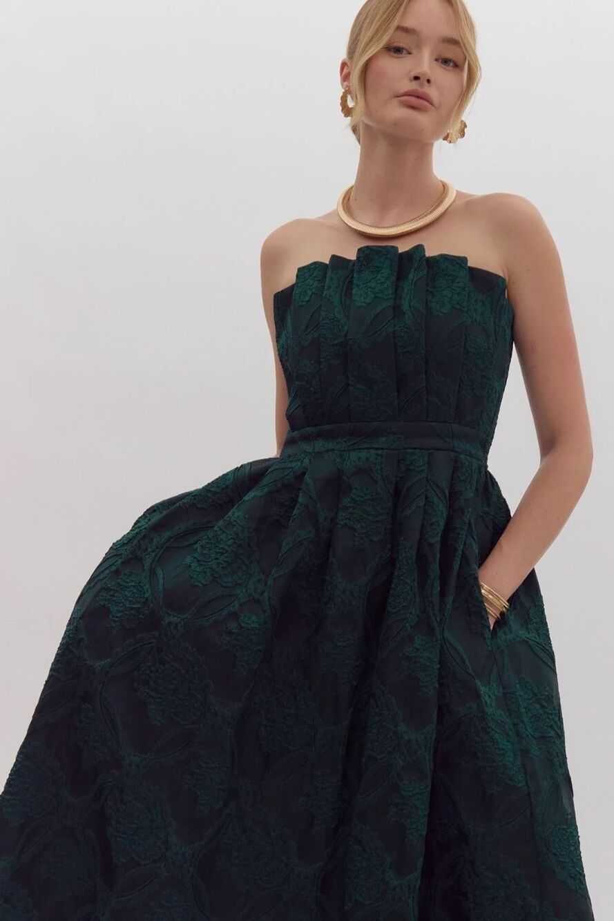 NWT Entro x Avara Camila Dress In Hunter Green Size Large $84 MSRP